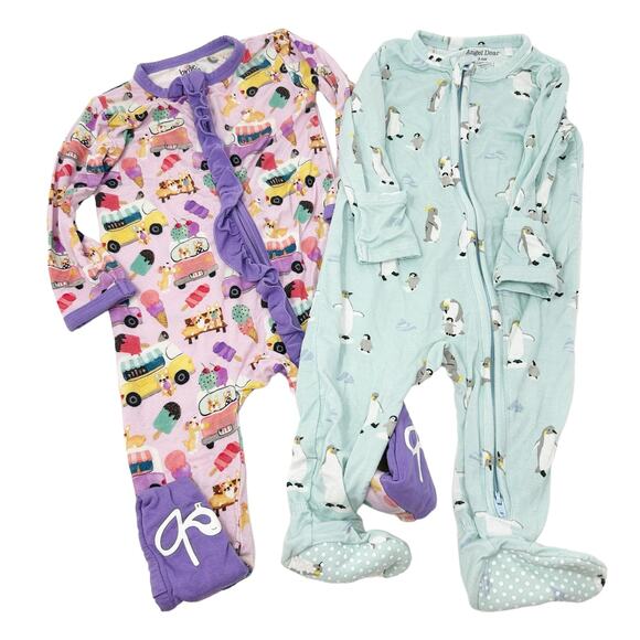 Birdie Bean & Angel Dear Baby Bundle Lot (2) Bamboo Sleep One Piece Pajamas 3-6M - Picture 1 of 7